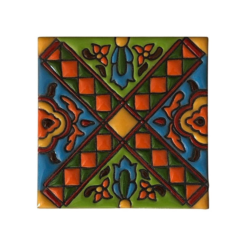 Azulejo 11cm Artesanal Tipo Talavera Relieve 70pz #acrs Acrs-13