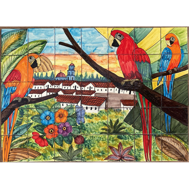 Mural 35pz Azulejo Artesanal Tipo Talavera Liso #m035-120 M035-120