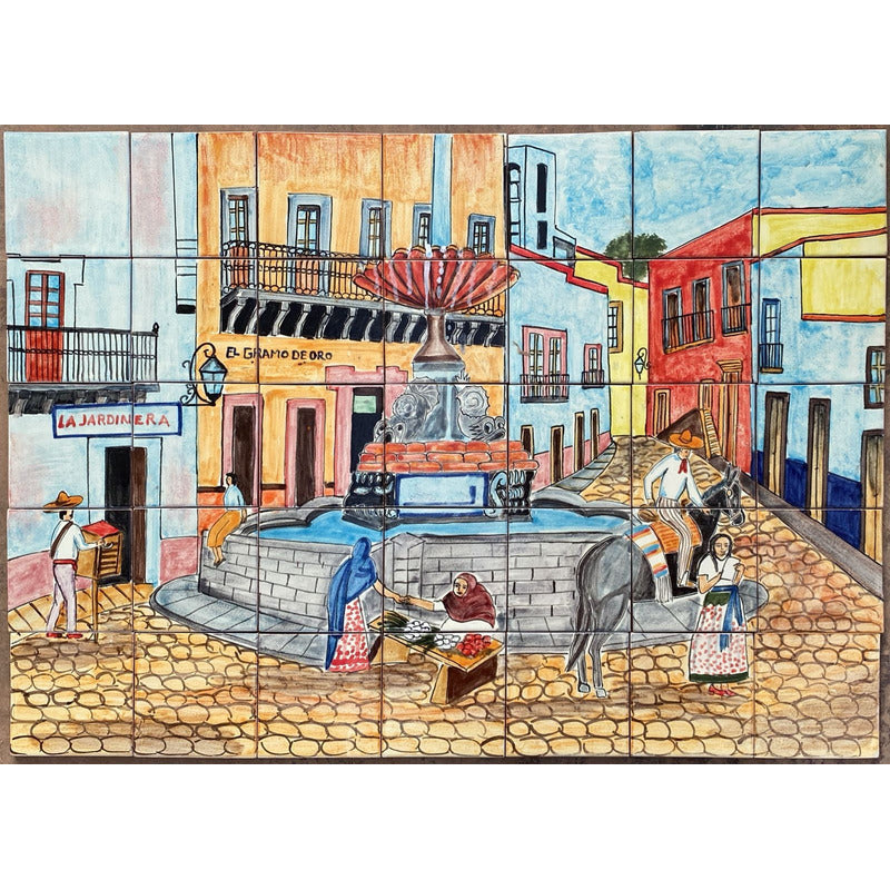 Mural 35pz Azulejo Artesanal Tipo Talavera Liso #m035-76 M035-76.02