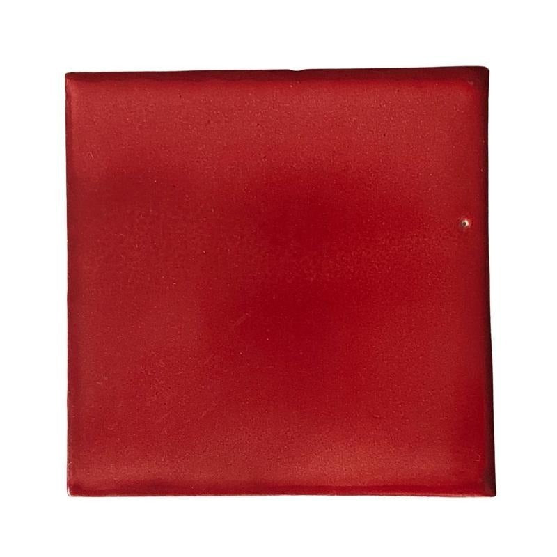 Azulejo 15.5cm Artesanal Talavera Liso 44pz Colores Rojo Sobre Blanco