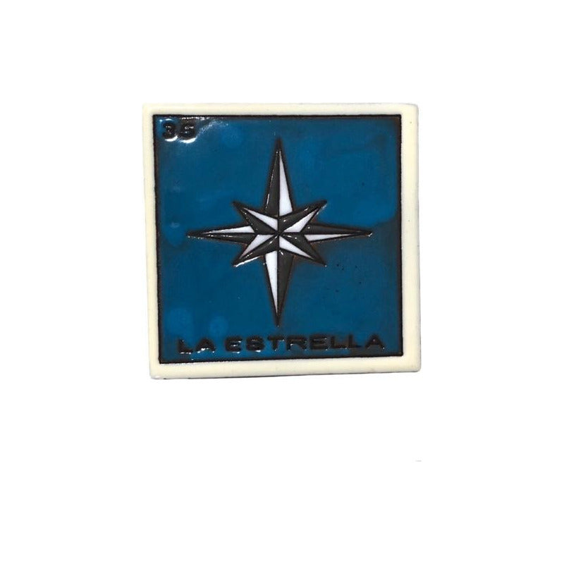 Lotería Azulejo Artesanal Tipo Talavera Relieve 1pz #alrn01 La Estrella
