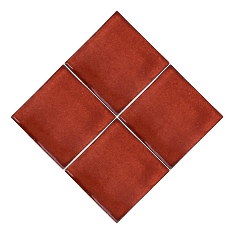 Azulejo 10.5cm Artesanal Talavera Liso 90pz Colores  Terracota Sobre Blanco