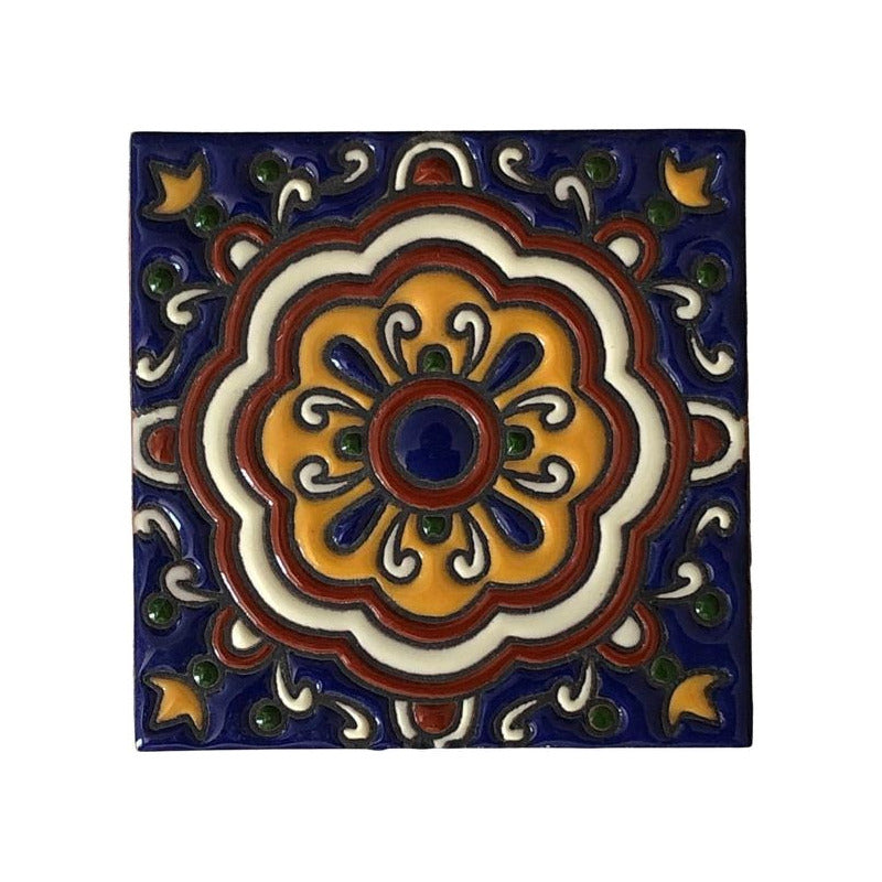 Azulejo 11cm Artesanal Tipo Talavera Relieve 70pz #acrs Acrs-07