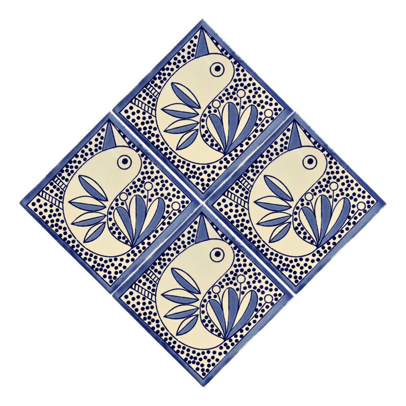 Azulejo 10.5cm Artesanal Tipo Talavera Liso 90pz #acls-134