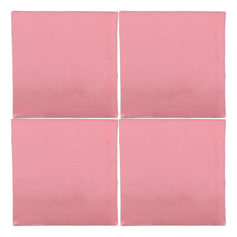 Azulejo 10.5cm Artesanal Talavera Liso 90pz Colores Rosa 64