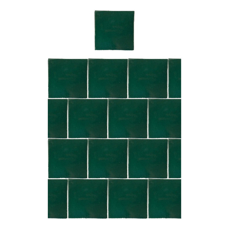 Azulejo 15.5cm Artesanal Talavera Liso 44pz Verde Rana