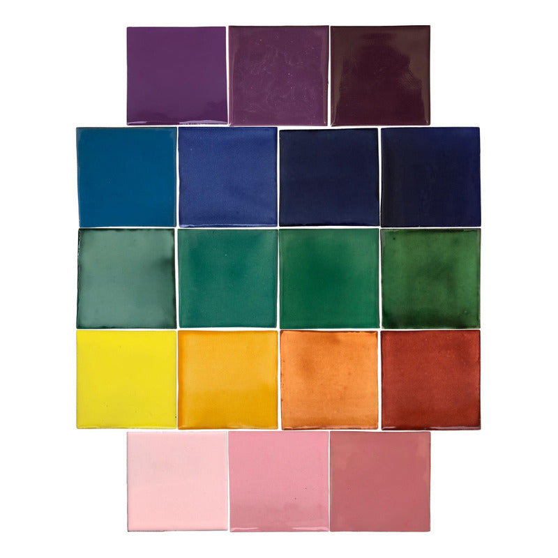 Azulejo 10.5cm Artesanal Tipo Talavera Liso 90pz Surtido S01