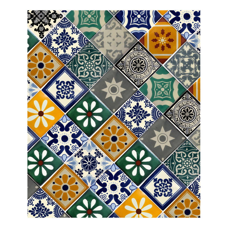 Azulejo 10.5cm Artesanal Tipo Talavera Liso 90pz Surtido S25