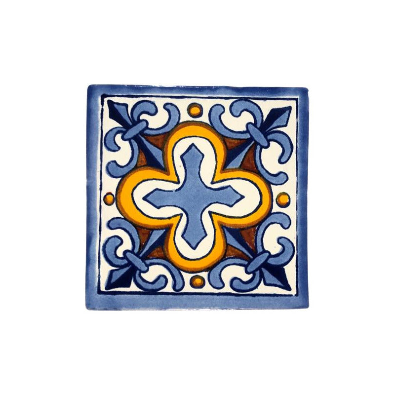 Azulejo 10.5cm Artesanal Tipo Talavera Liso 90pz #acln-47