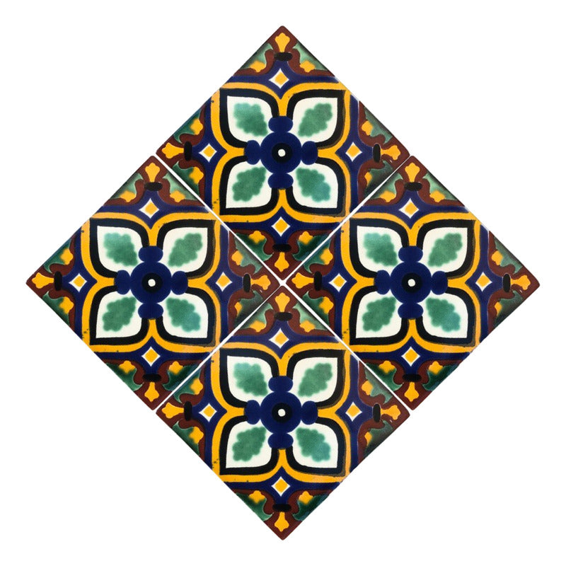 Azulejo 10.5cm Artesanal Tipo Talavera Liso 90pz #acln-46