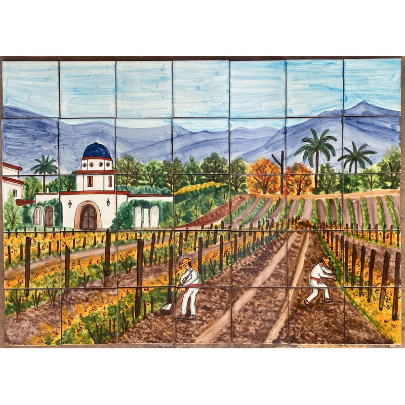 Mural 35pz Azulejo Artesanal Tipo Talavera Liso #m035-74 M035-74