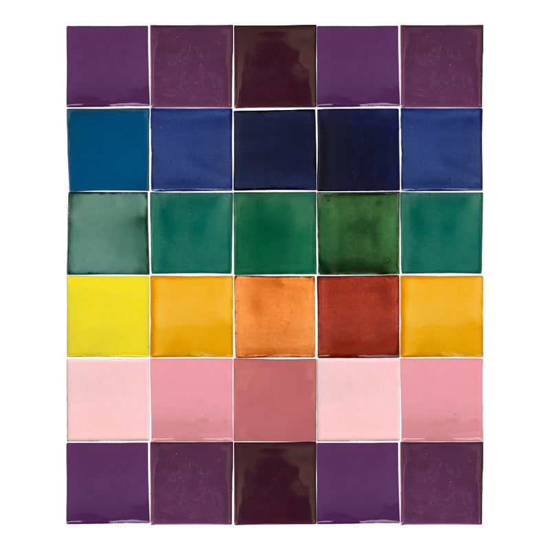 Azulejo 10.5cm Artesanal Tipo Talavera Liso 90pz Surtido S03