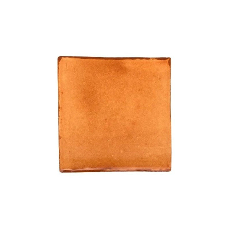 Azulejo 15.5cm Artesanal Talavera Liso 44pz Colores Mostaza Sobre Blanco