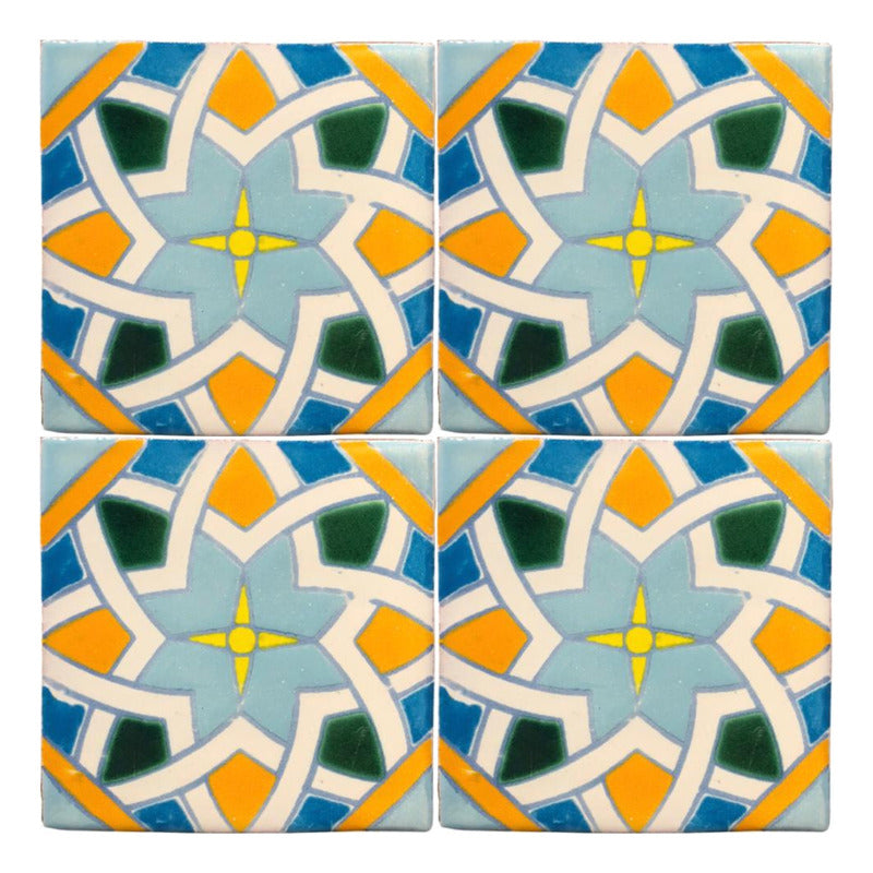 Azulejo 10.5cm Artesanal Tipo Talavera Liso 90pz #acln-44