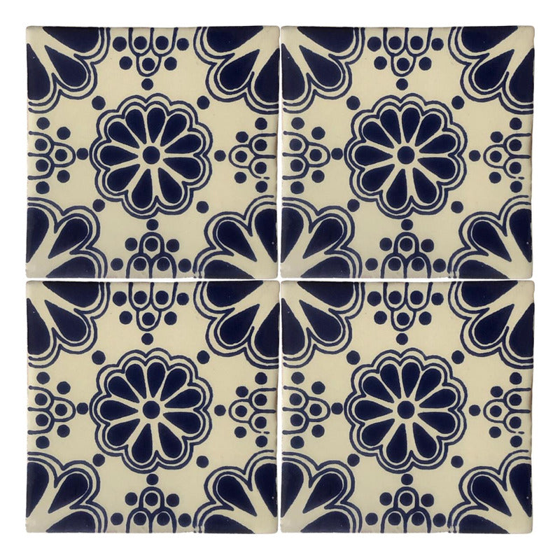 Azulejo 10.5cm Artesanal Tipo Talavera Liso 90pz #acls Acls-46