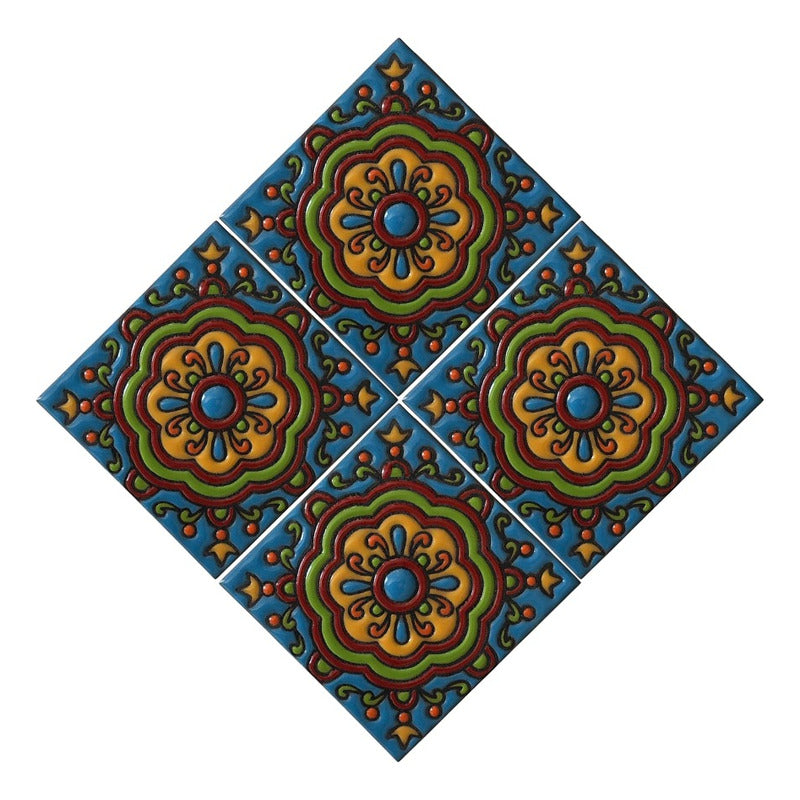 Azulejo 11cm Artesanal Talavera Relieve 90pz #acrs-31