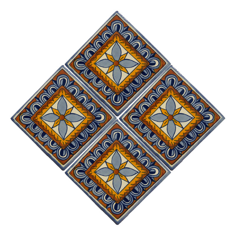 Azulejo 10.5cm Artesanal Tipo Talavera Liso 90pz #acln-35