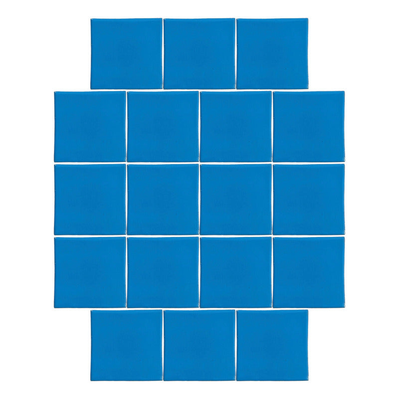 Azulejo 10.5cm Artesanal Tipo Talavera Liso 90pz Colores Azul Turquesa