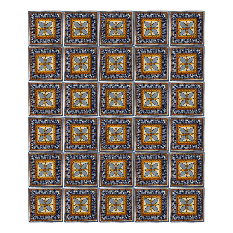 Azulejo 10.5cm Artesanal Tipo Talavera Liso 90pz #acln-35