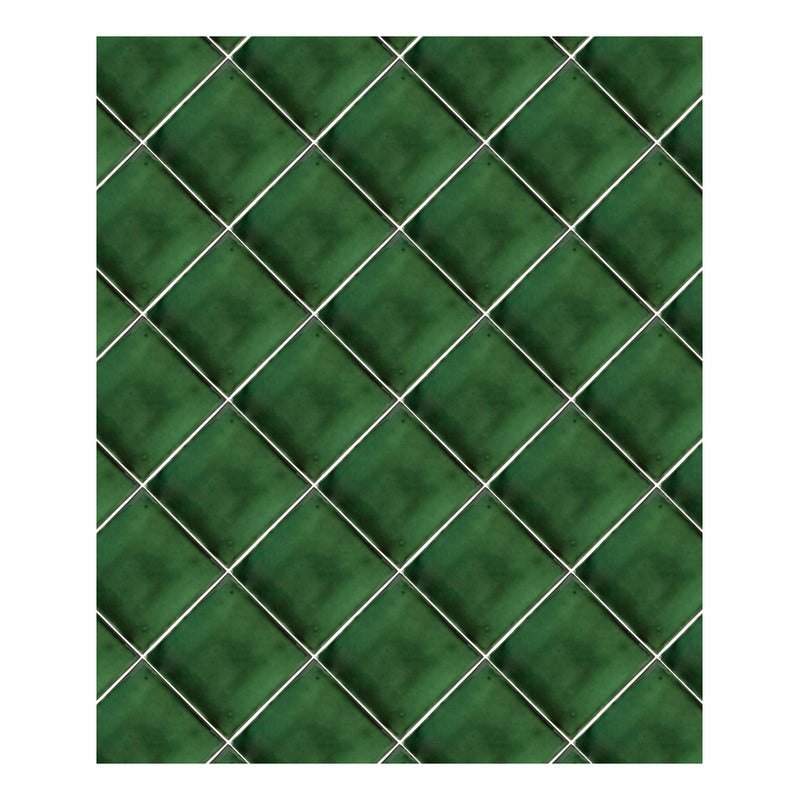 Azulejo 10.5cm Artesanal Talavera Liso 90pz Verde S/blanco