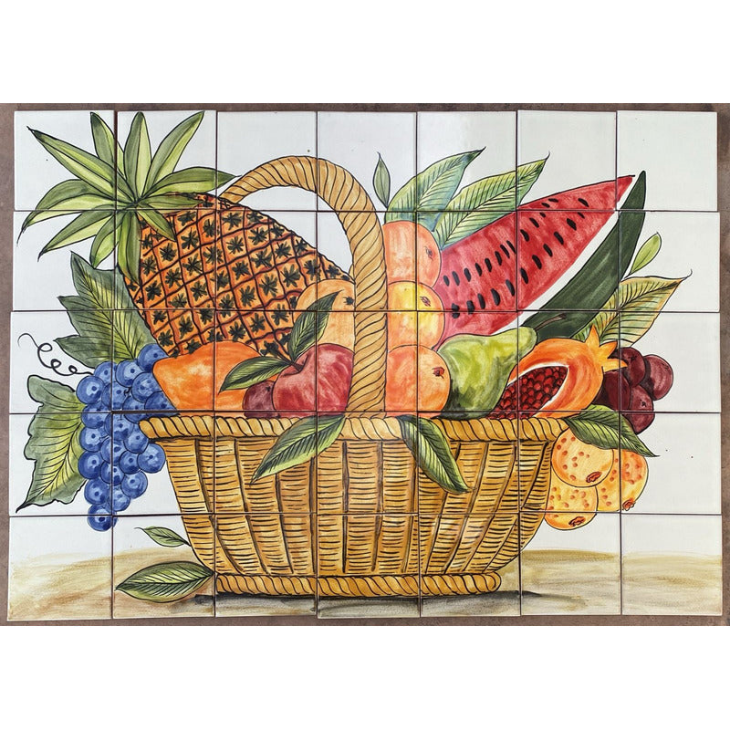 Mural 35pz Azulejo Artesanal Tipo Talavera Liso #m035-96 M035-96.02