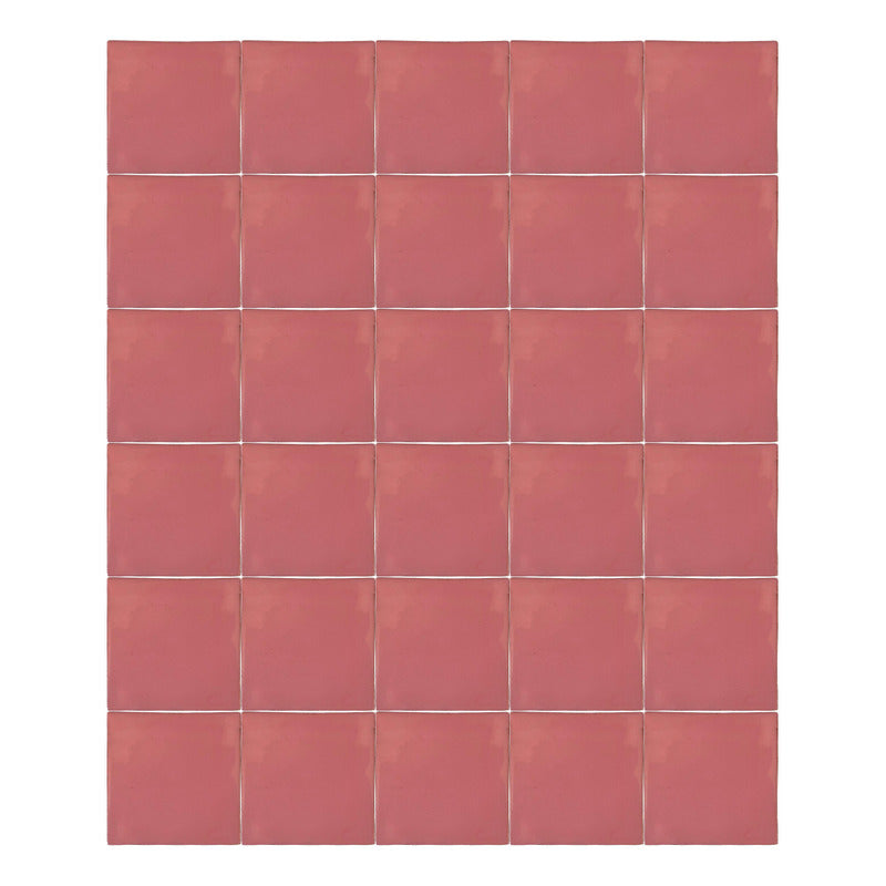 Azulejo Artesanal Talavera Liso 90pz Colores Rosa Normal