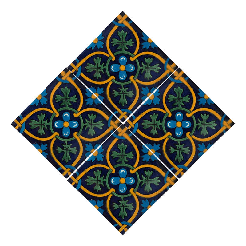 Azulejo 10.5cm Artesanal Tipo Talavera Liso 90pz #acln-39