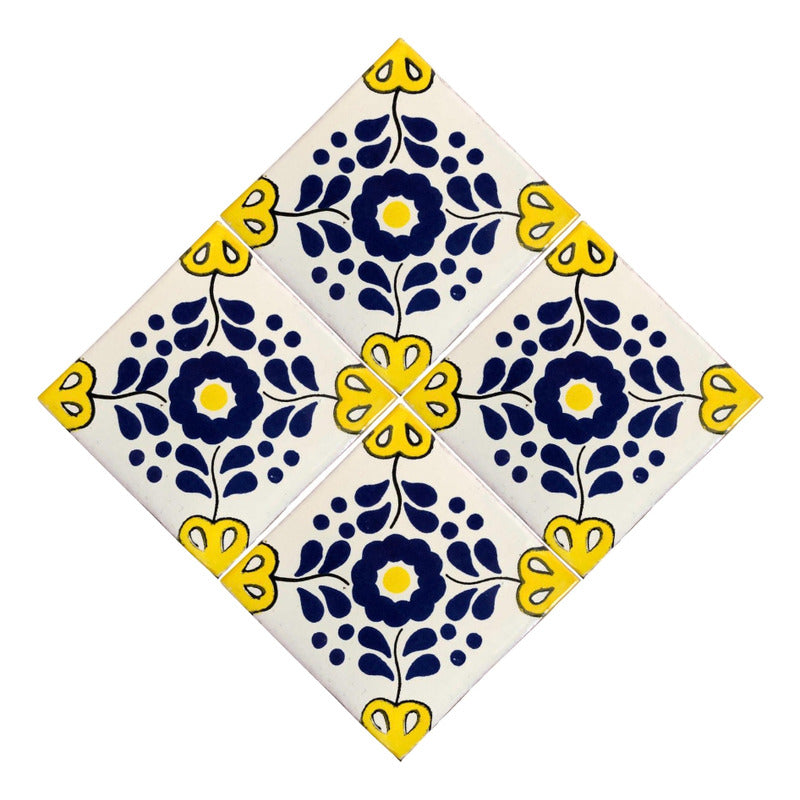 Azulejo 10.5cm Artesanal Tipo Talavera Liso 90pz #acln-36