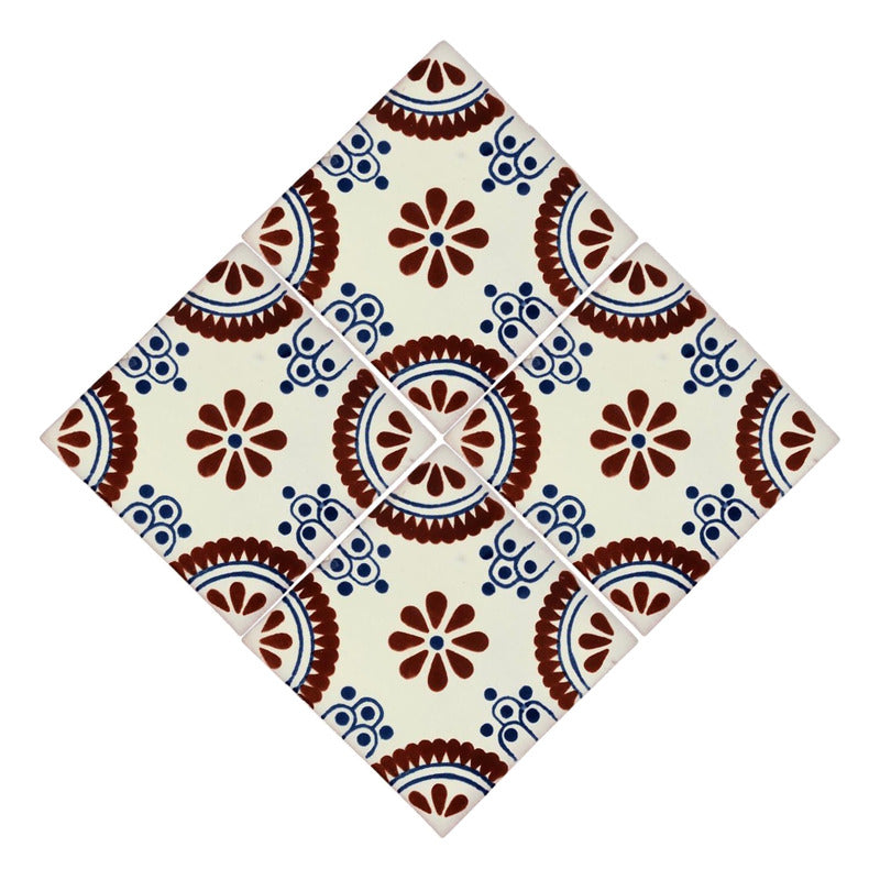 Azulejo 10.5cm Artesanal Tipo Talavera Liso 90pz #acls Acls-98