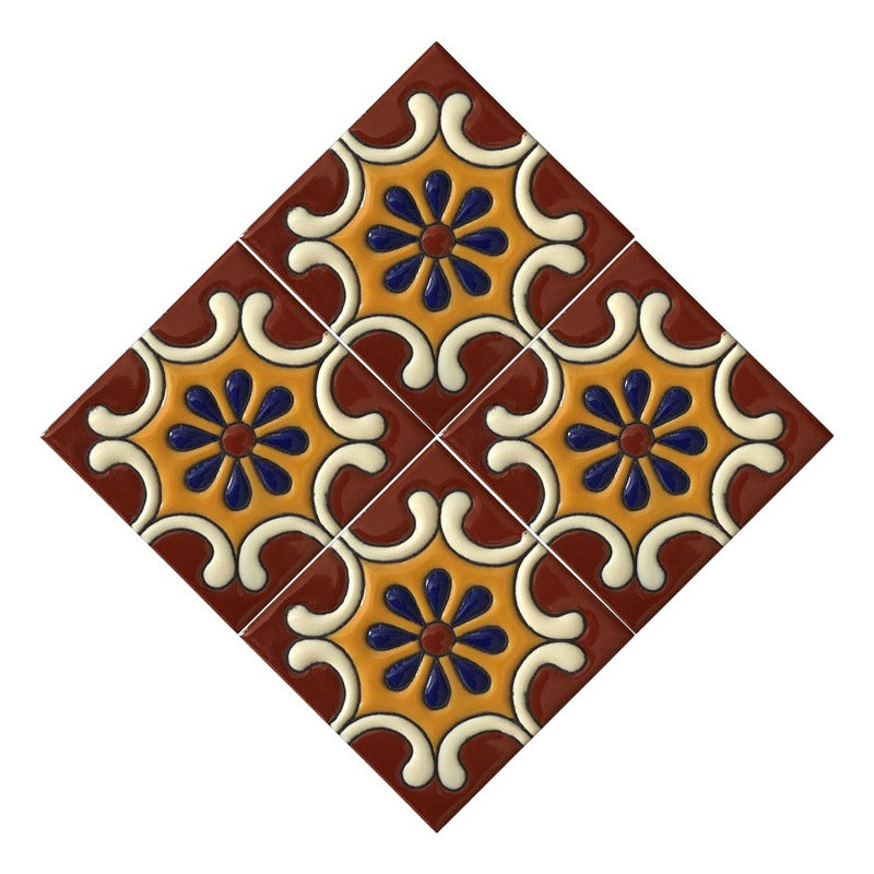Azulejo 11cm Artesanal Talavera Relieve 90pz #acrs-32