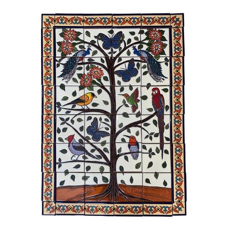 Mural 24pz Azulejo Artesanal Tipo Talavera Relieve #m024-25