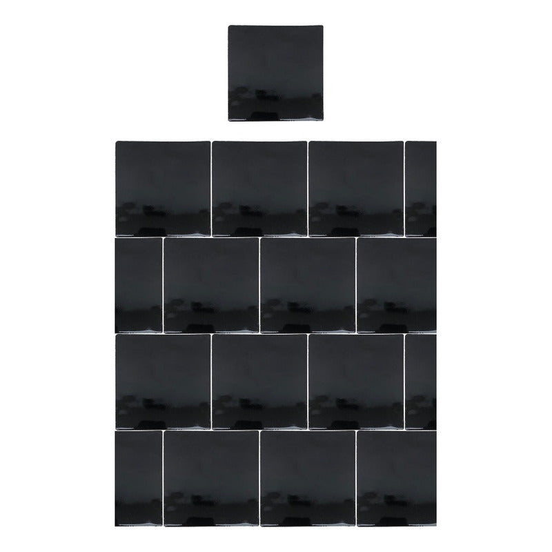 Azulejo 15.5cm Artesanal Talavera Liso 44pz Negro