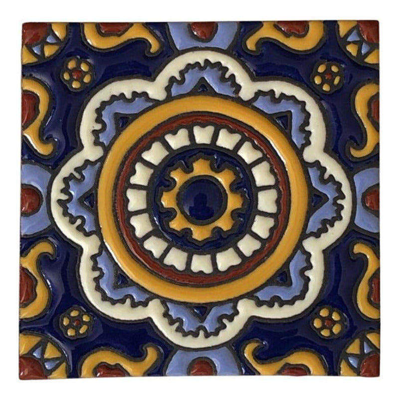 Azulejo 11cm Artesanal Talavera Relieve 90pz #acrs-26
