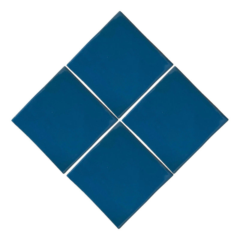 Azulejo 10.5cm Artesanal Talavera Liso 90pz Azul Turquesa