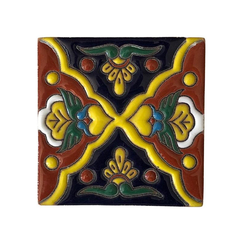 Azulejo 11cm Artesanal Tipo Talavera Relieve 30pz #acrs Acrs-29