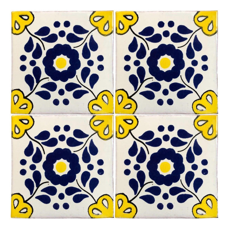 Azulejo 10.5cm Artesanal Tipo Talavera Liso 90pz #acln-36