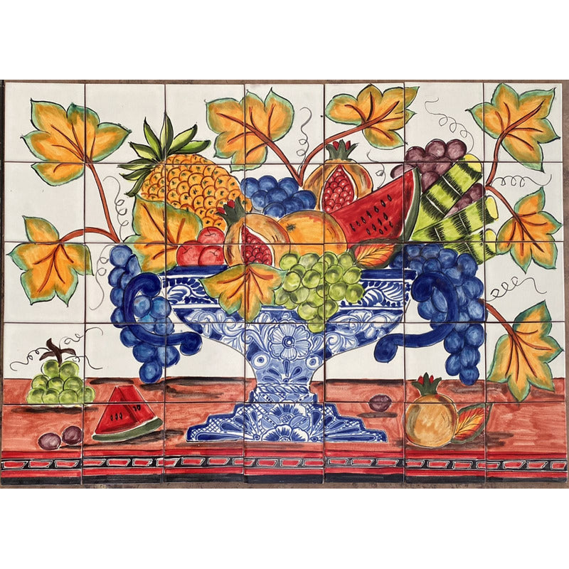 Mural 35pz Azulejo Artesanal Tipo Talavera Liso #m035-94 M035-94.05