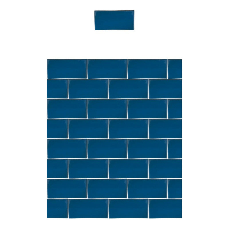 Azulejo 7.5cmx15.5cm Artesanal Talavera Liso 86pz Azul Turq