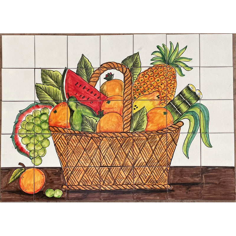 Mural 35pz Azulejo Artesanal Tipo Talavera Liso #m035-101 M035-101.02