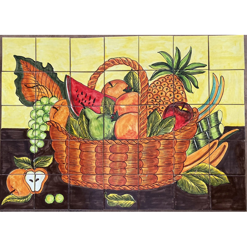 Mural 35pz Azulejo Artesanal Tipo Talavera Liso #m035-98 M035-98.02