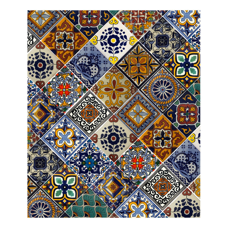 Azulejo 10.5cm Artesanal Tipo Talavera Liso 90pz Surtido N11