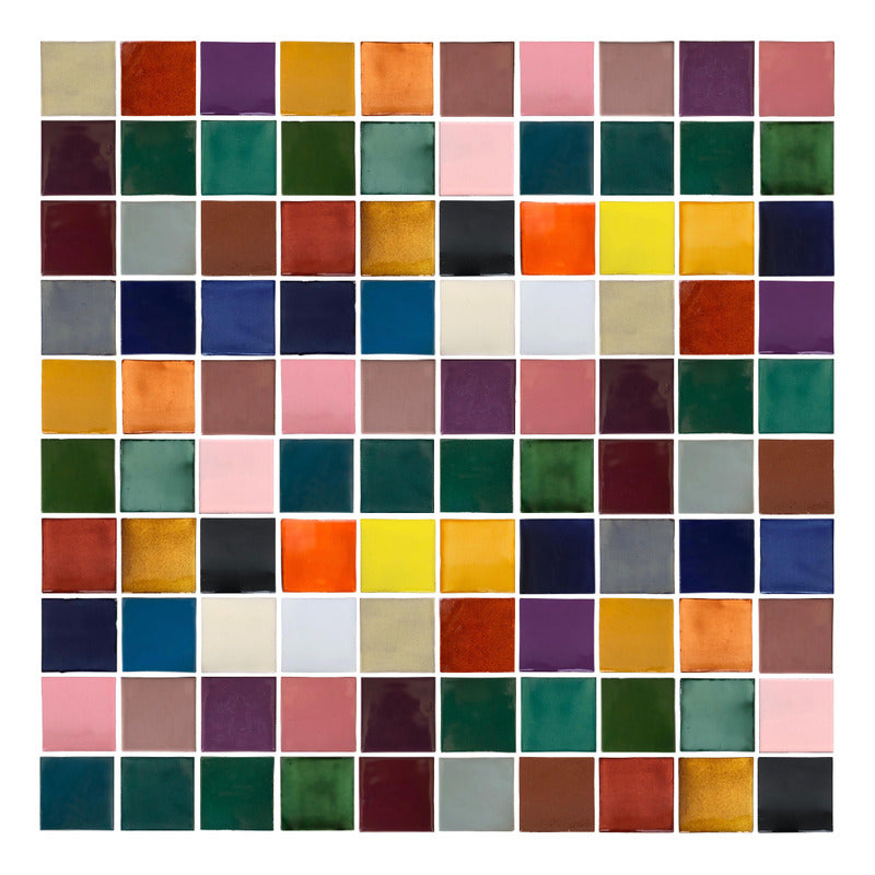 Azulejo Artesanal Tipo Talavera Liso 90pz Colores Surtido Colores
