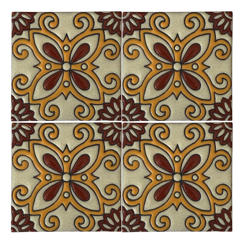 Azulejo 11cm Artesanal Talavera Relieve 90pz #acrs-27