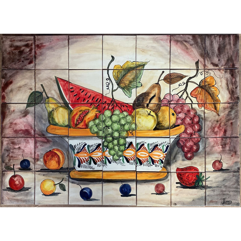 Mural 35pz Azulejo Artesanal Tipo Talavera Liso #m035-113 M035-113