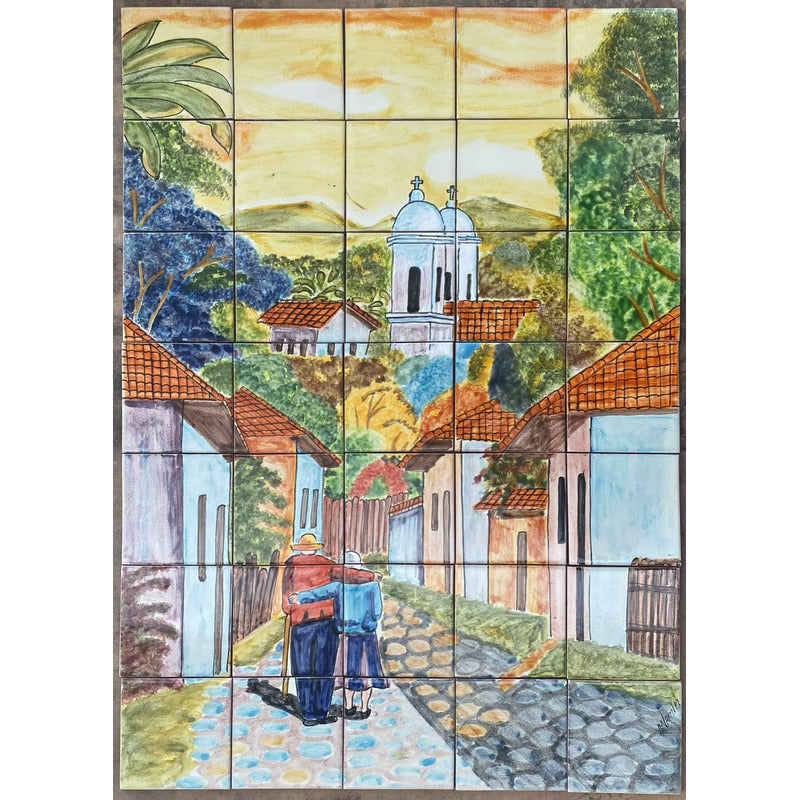 Mural 35pz Azulejo Artesanal Tipo Talavera Liso #m035-62 M035-62