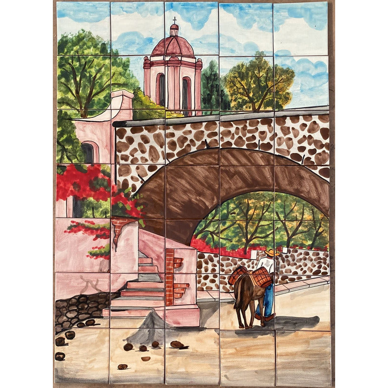 Mural 35pz Azulejo Artesanal Tipo Talavera Liso #m035-69 M035-69.03