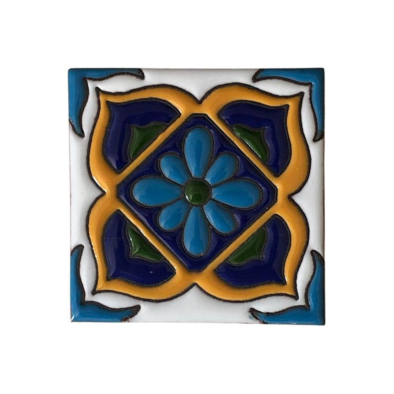Azulejo 11cm Artesanal Tipo Talavera Relieve 50pz #acrs Acrs-16