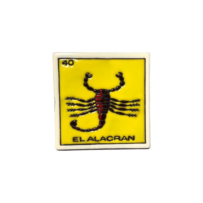 Lotería Azulejo Artesanal Tipo Talavera Relieve 1pz #alrn01 El Alacran