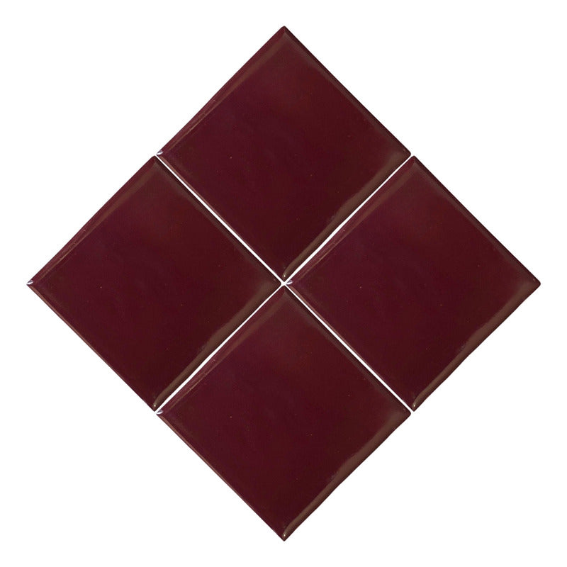 Azulejo 10.5cm Artesanal Tipo Talavera Liso 90pz Vino