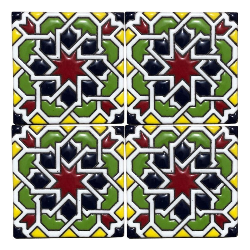 Azulejo 11cm Artesanal Tipo Talavera Relieve 90pz #acrs-05